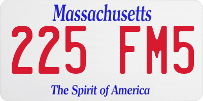 MA license plate 225FM5