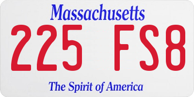 MA license plate 225FS8