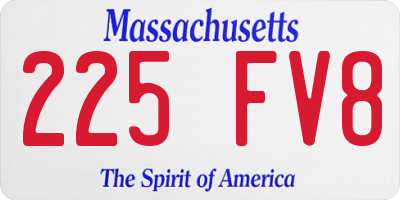 MA license plate 225FV8