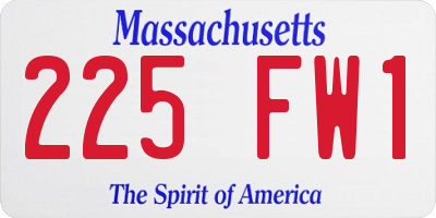 MA license plate 225FW1