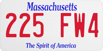 MA license plate 225FW4