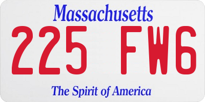 MA license plate 225FW6
