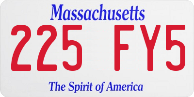 MA license plate 225FY5