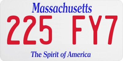 MA license plate 225FY7