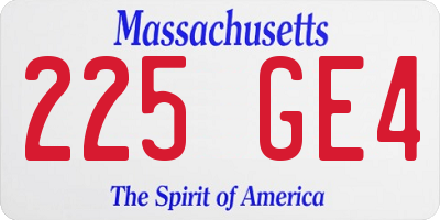 MA license plate 225GE4