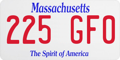 MA license plate 225GF0