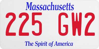 MA license plate 225GW2