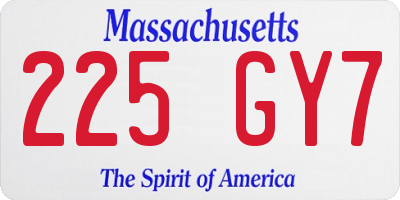 MA license plate 225GY7