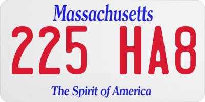 MA license plate 225HA8