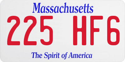 MA license plate 225HF6