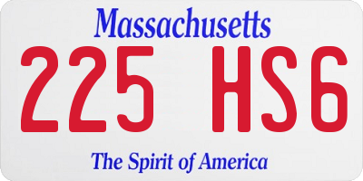 MA license plate 225HS6
