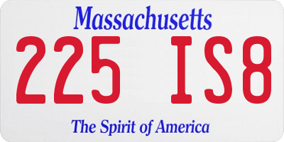 MA license plate 225IS8