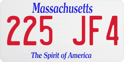 MA license plate 225JF4