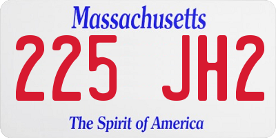 MA license plate 225JH2