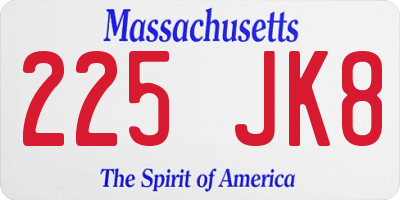 MA license plate 225JK8