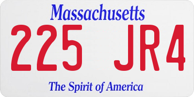 MA license plate 225JR4