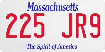 MA license plate 225JR9