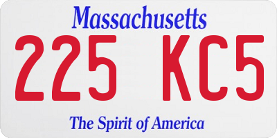 MA license plate 225KC5
