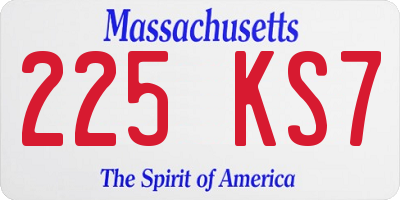 MA license plate 225KS7