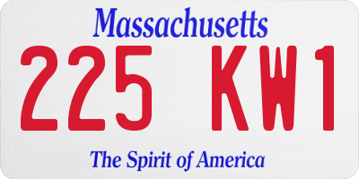 MA license plate 225KW1