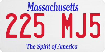MA license plate 225MJ5