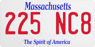 MA license plate 225NC8