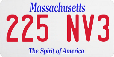 MA license plate 225NV3