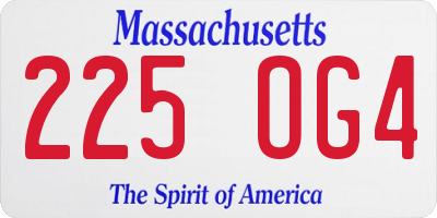 MA license plate 225OG4