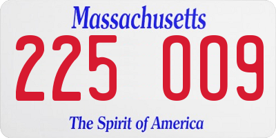 MA license plate 225OO9