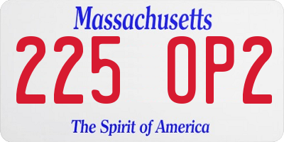 MA license plate 225OP2