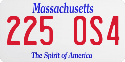 MA license plate 225OS4