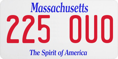 MA license plate 225OU0