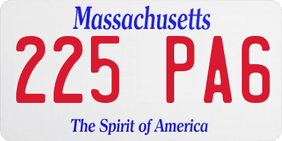 MA license plate 225PA6