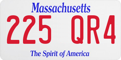 MA license plate 225QR4