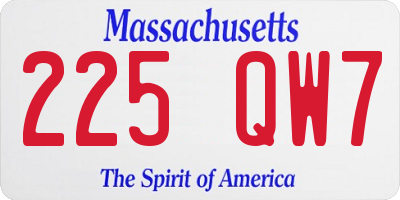 MA license plate 225QW7