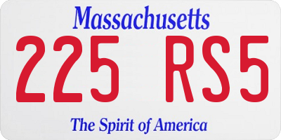 MA license plate 225RS5