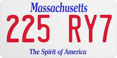 MA license plate 225RY7