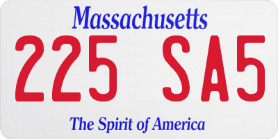 MA license plate 225SA5