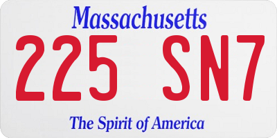 MA license plate 225SN7