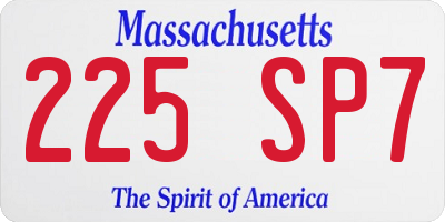 MA license plate 225SP7