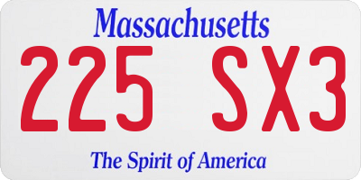 MA license plate 225SX3