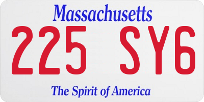 MA license plate 225SY6
