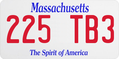 MA license plate 225TB3