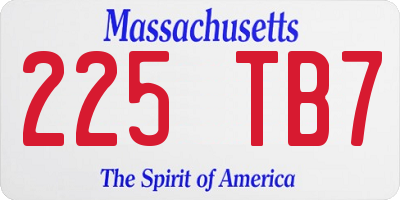 MA license plate 225TB7