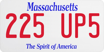 MA license plate 225UP5