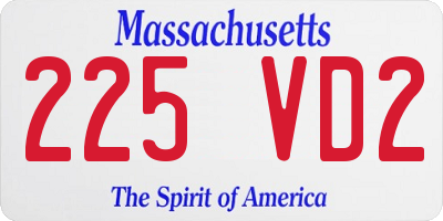 MA license plate 225VD2