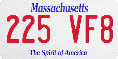 MA license plate 225VF8