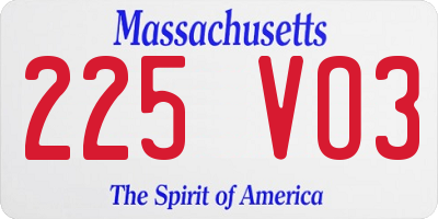 MA license plate 225VO3