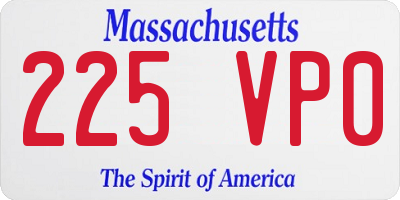 MA license plate 225VP0