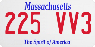 MA license plate 225VV3